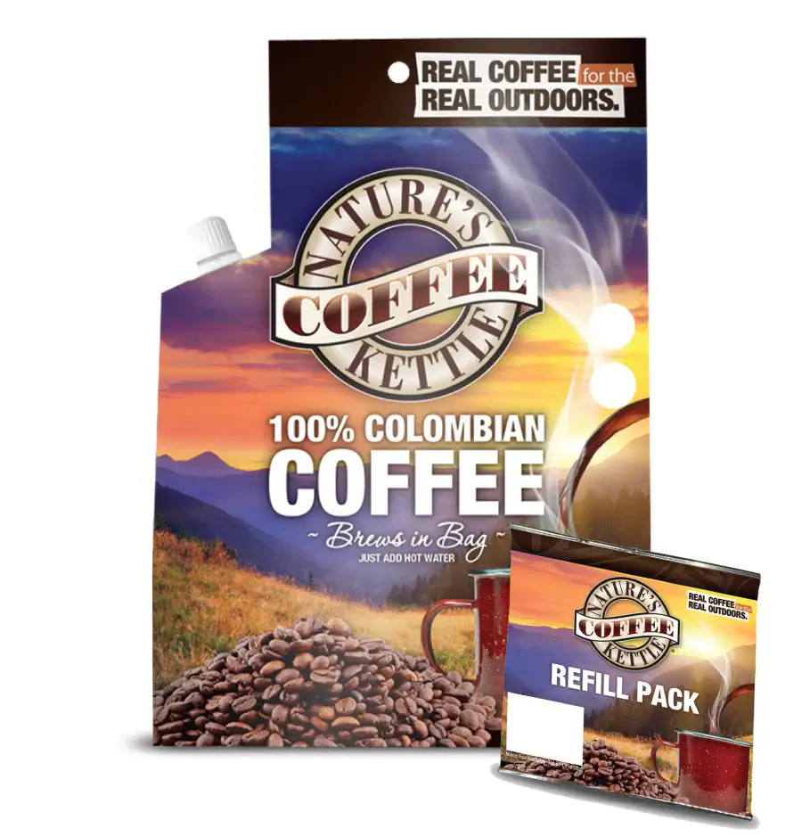 Nature's Coffee Kettle pouches are also available in a variety of flavors. Their favorite is the standard 100% Colombian