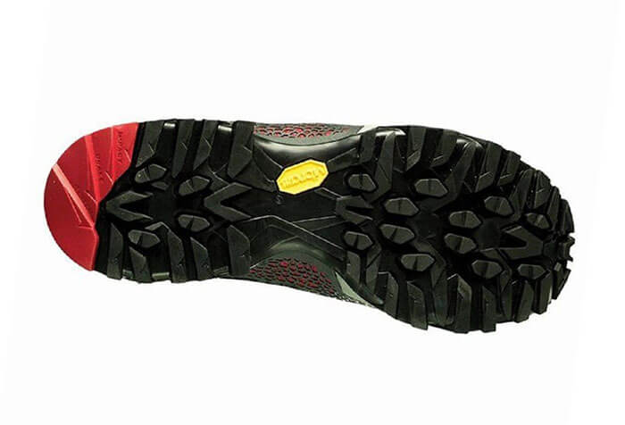 The La Sportiva Nucleo High II GTX is a great choice for hiking in mountainous terrain. They feature a Vibram sole with aggressive lugs, a heel counter to prevent pronation and an exaggerated toe kick to protect your toes. The lugs are also recessed slightly into the sole, making them functionally longer and allowing for trac
