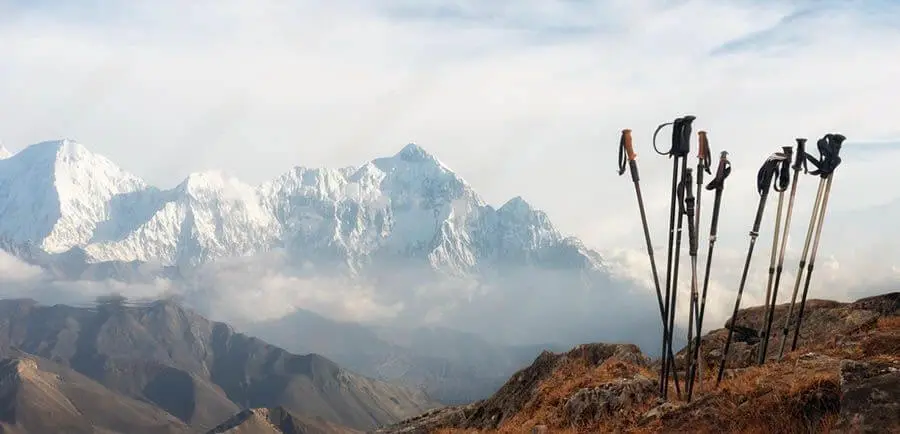 The Mountaintop Trekking Poles are a great option if you're on a tight budget but still want a good quality pair of trekking poles. These poles are made from aluminium alloy and feature an anti-shock system to help reduce the impact on your joints