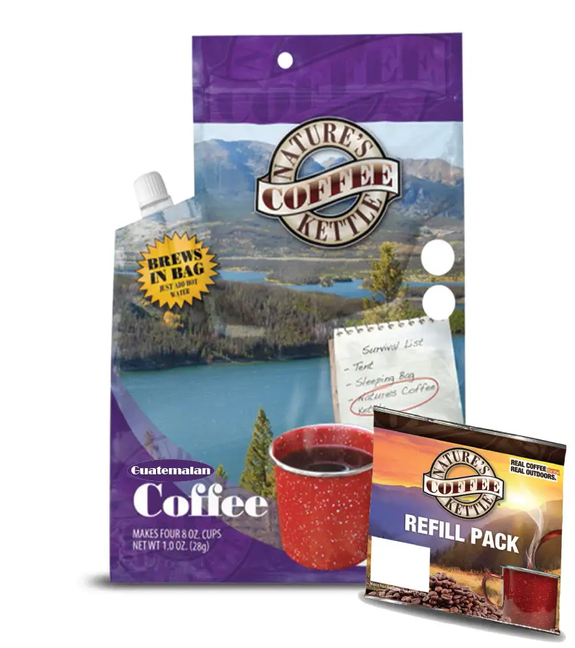 Nature's Coffee Kettle pouches are also available in a variety of flavors. Their favorite is the standard 100% Giatemalan